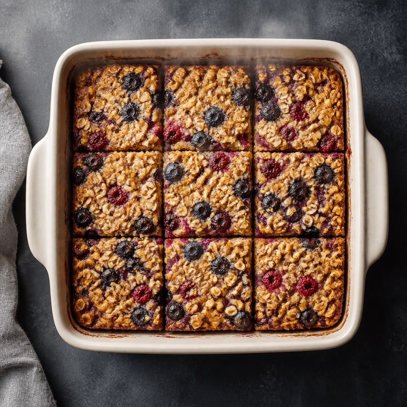 Baked Oats Breakfast Squares — high-protein recipe with 19g protein