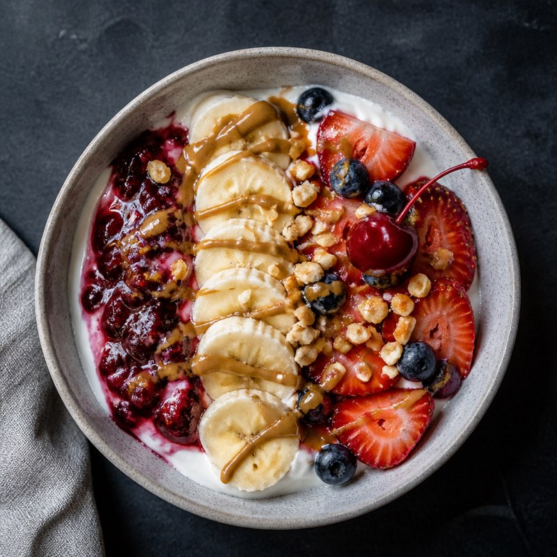 Banana Split Yogurt Bowl — high-protein recipe with 25g protein