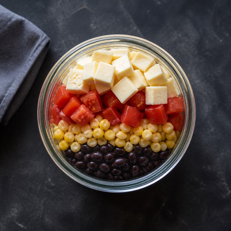 Bean and Corn Lunch Jar — high-protein recipe with 22g protein