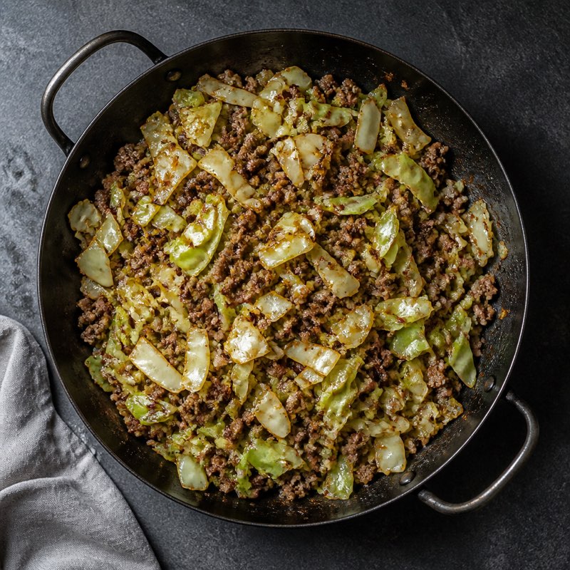 Beef and Cabbage Stir-Fry — high-protein recipe with 42g protein