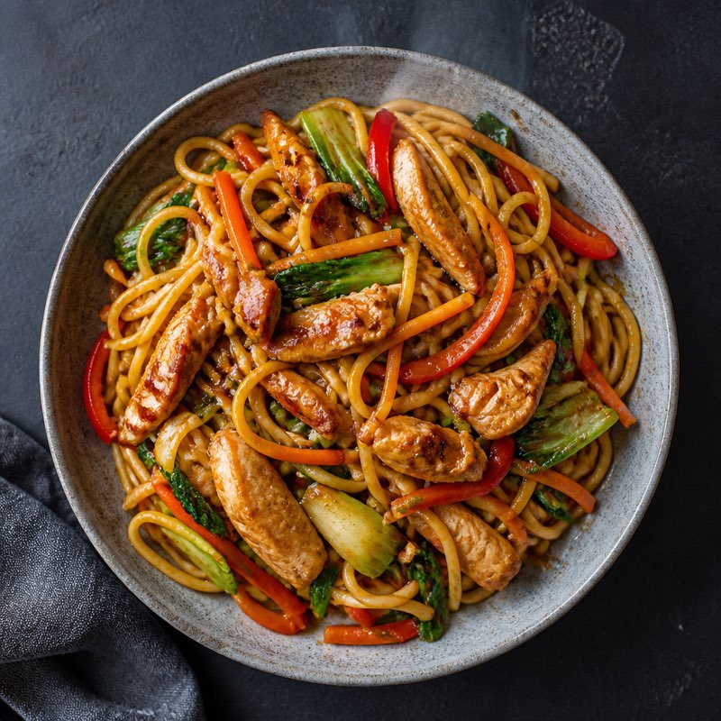 Garlic Chicken Noodle Stir-Fry — high-protein recipe with 46g protein