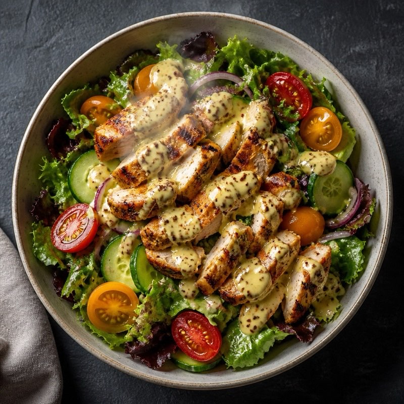 Warm Honey Mustard Chicken Salad — high-protein recipe with 45g protein