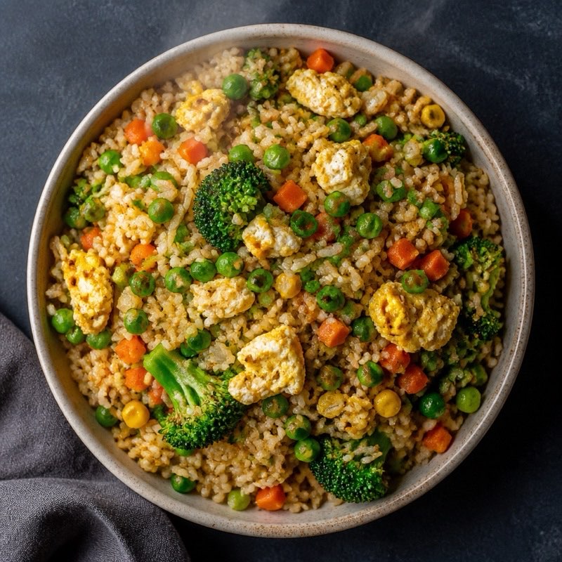 Light Veggie Egg Fried Rice — high-protein recipe with 24g protein