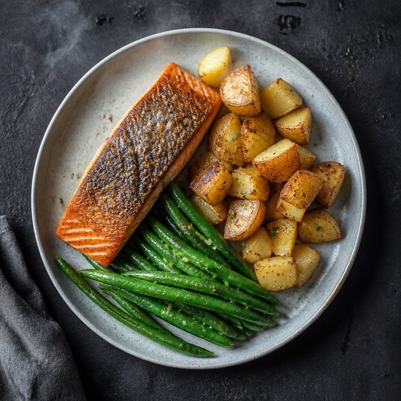 Crispy Salmon and Potatoes — high-protein recipe with 42g protein