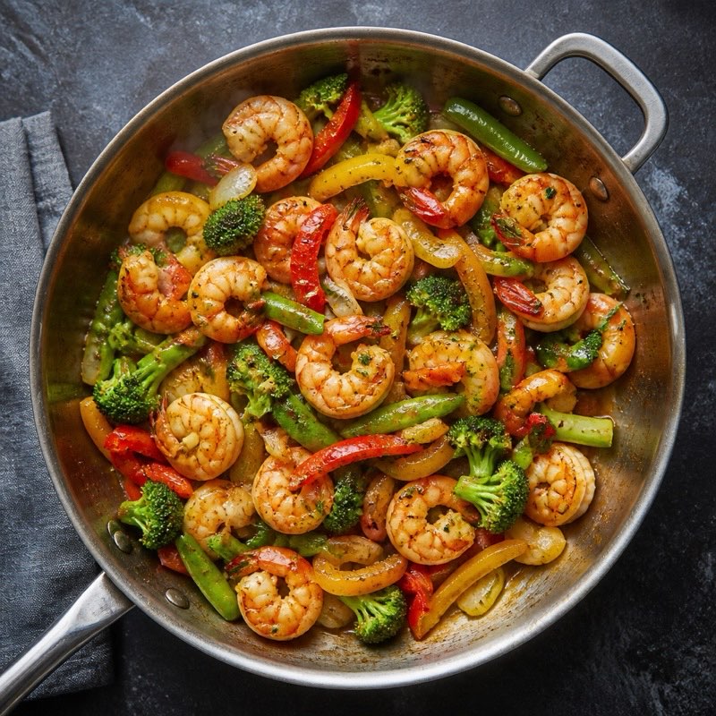 Garlic Shrimp Veggie Pan — high-protein recipe with 40g protein