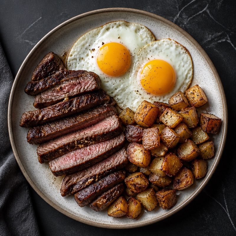 Steak, Eggs and Potatoes — high-protein recipe with 55g protein