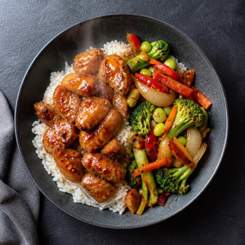 Sweet Chili Chicken Rice — high-protein recipe with 45g protein