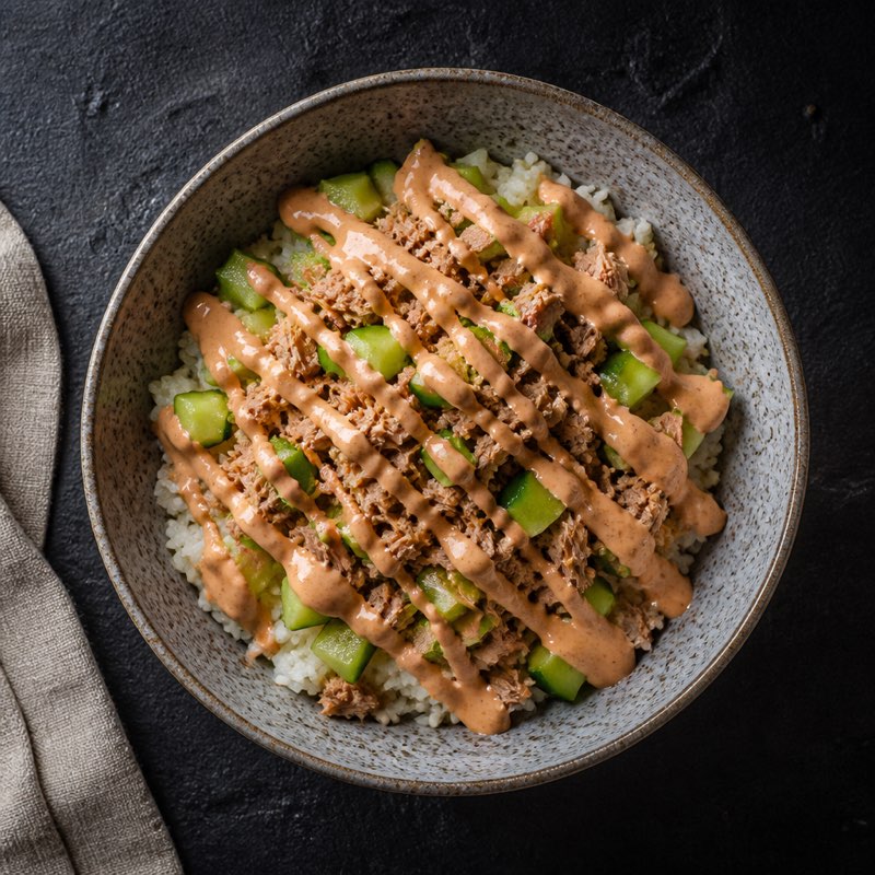 Tuna Rice Power Bowl — high-protein recipe with 52g protein