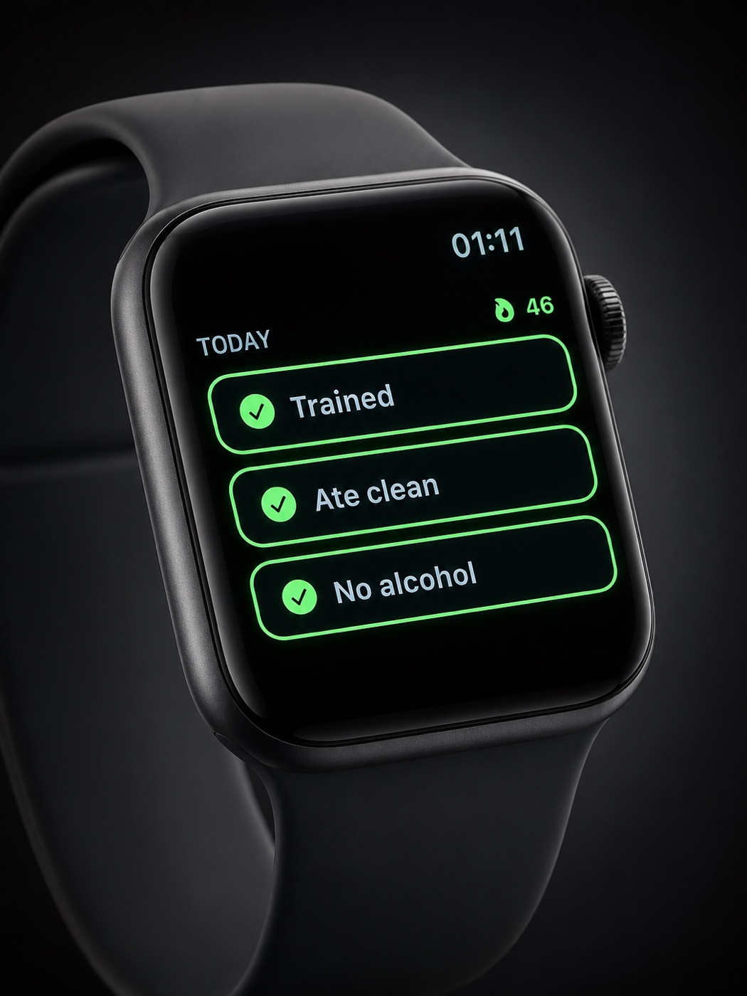 Day90 three-tap check-in on Apple Watch