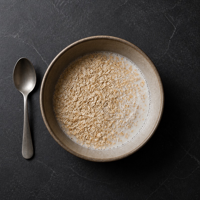 Step 1: Microwave oats and milk for 2 minutes.