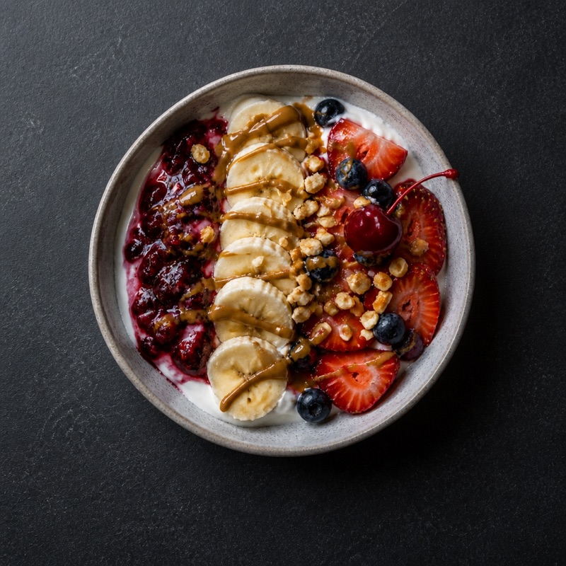Step 3: Warm berries, peanut butter and honey over the top.