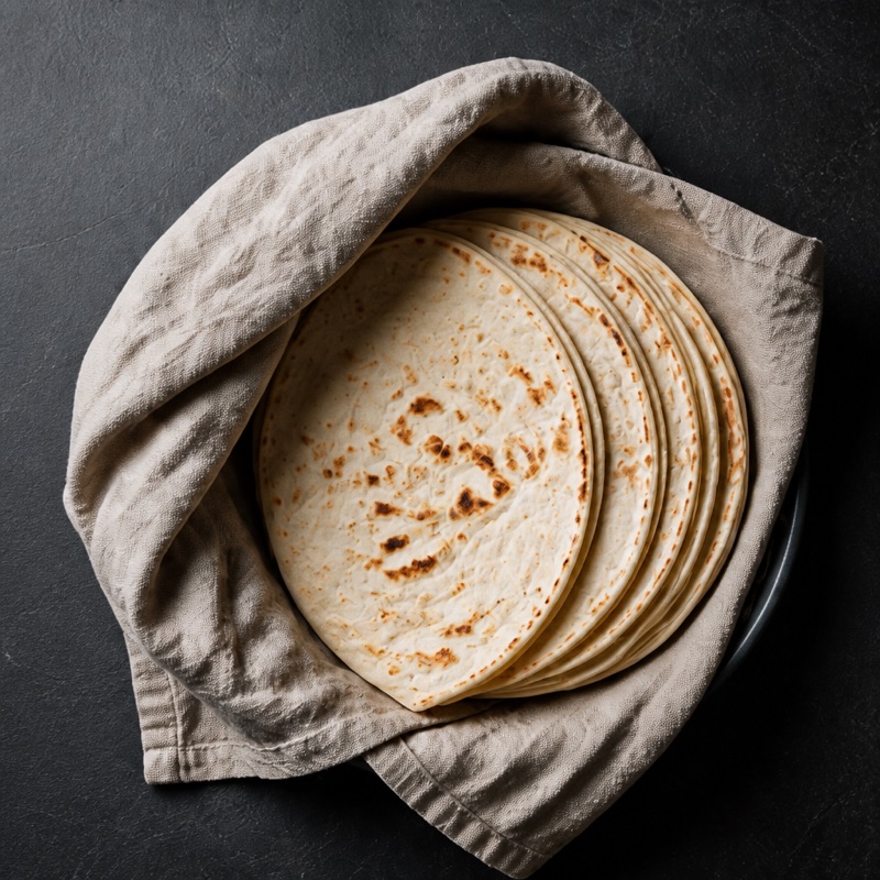 Step 2: Warm the tortillas in a dry pan.