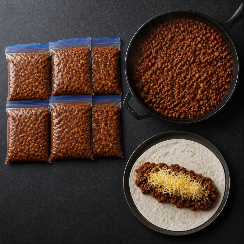 Step 4: Any night: thaw, tortilla, cheese, done in 5 minutes.