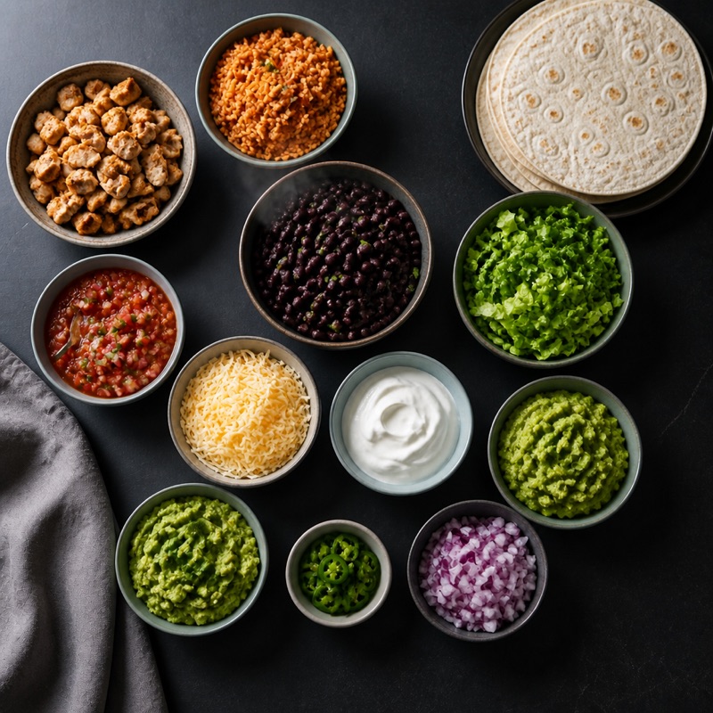 Step 2: Warm beans; put everything in bowls.