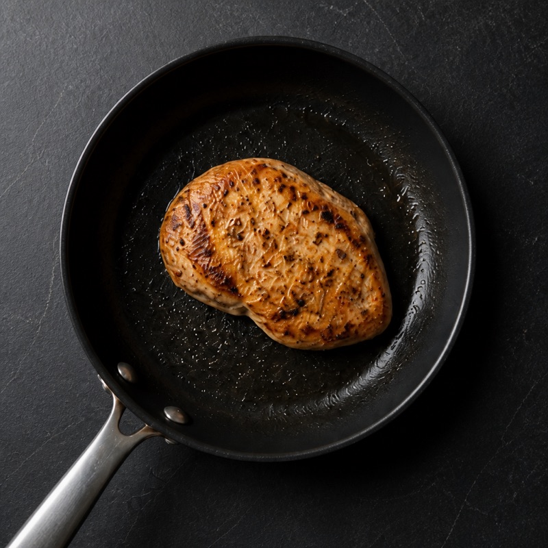 Step 1: Flatten and season the chicken, fry 4 minutes per side.