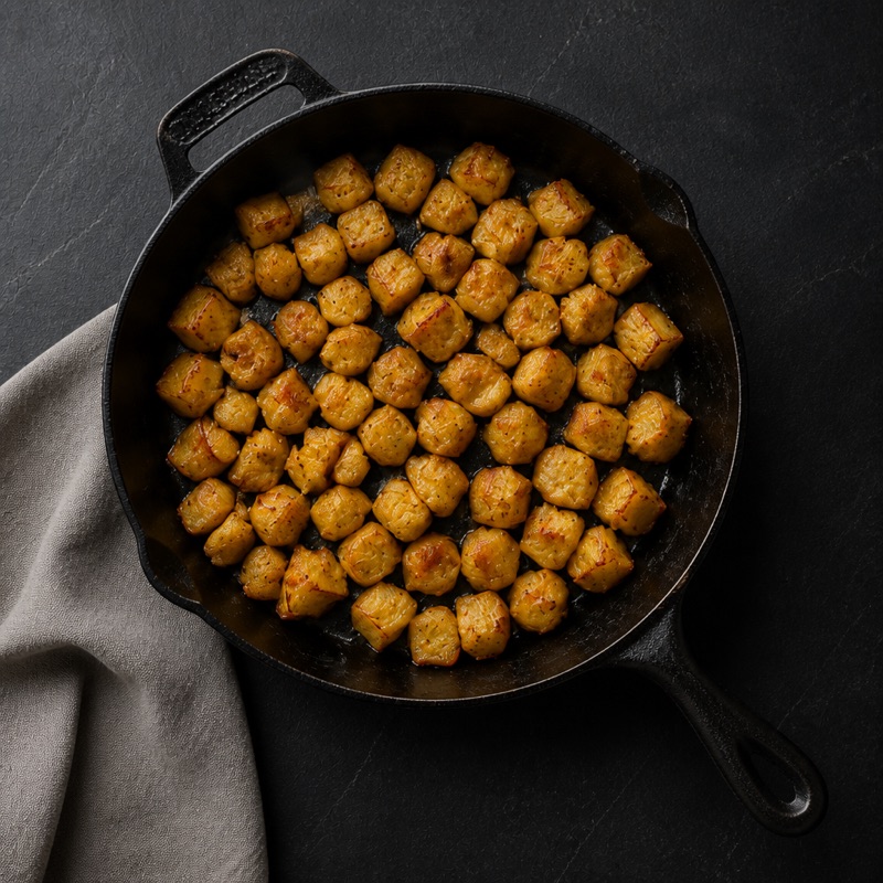 Step 1: Microwave diced potatoes 6 minutes, then crisp them in the pan.