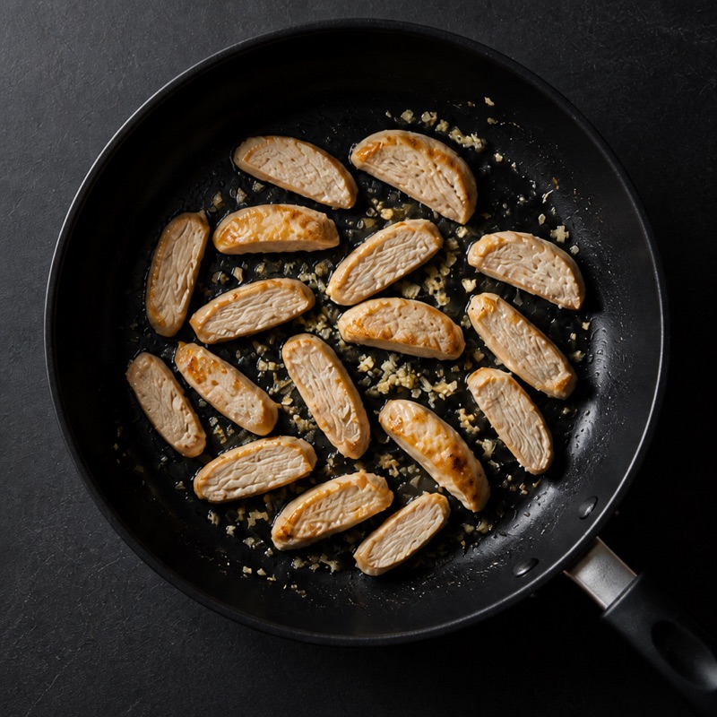 Step 2: Fry the chicken with garlic.
