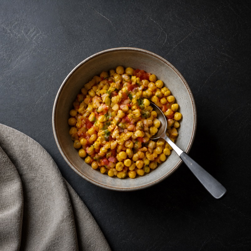 Step 3: Mix corn and tomatoes with a pinch of salt for a quick salsa.