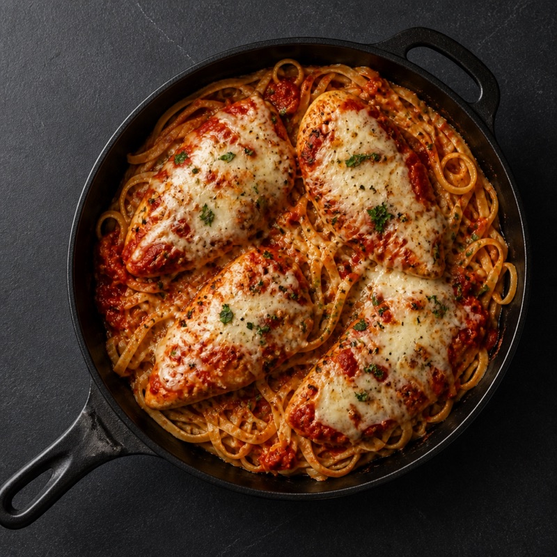 Step 4: Cover with cheese, lid on until it melts. Serve over the pasta.