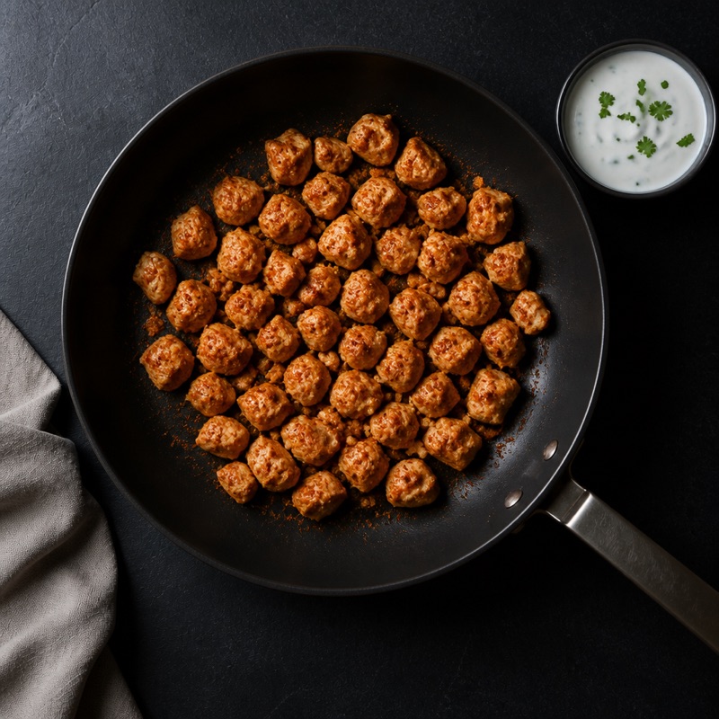 Step 1: Dice and fry the chicken with paprika and salt.