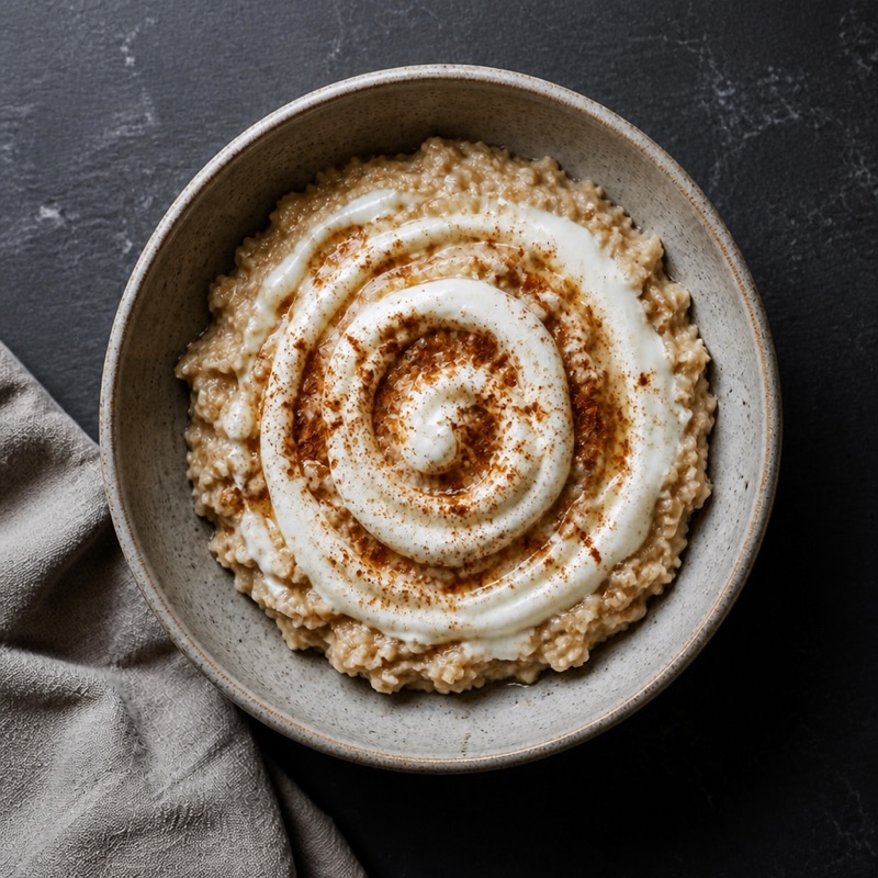 Step 3: Swirl the yogurt on top like frosting, dust with the rest.