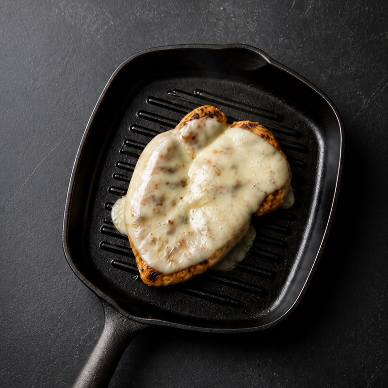Step 2: Cheese on the hot chicken to melt.