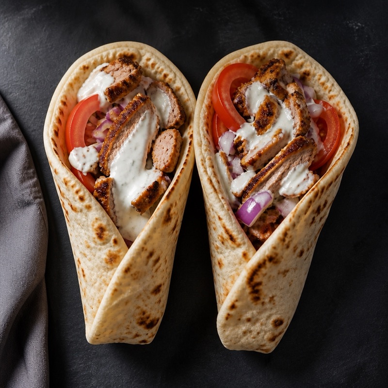 Step 3: Load the tortillas: chicken, tomato, onion, garlic yogurt.