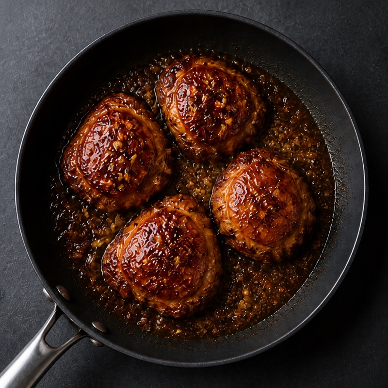 Step 3: Honey, soy and garlic in — spoon the glaze over until sticky.