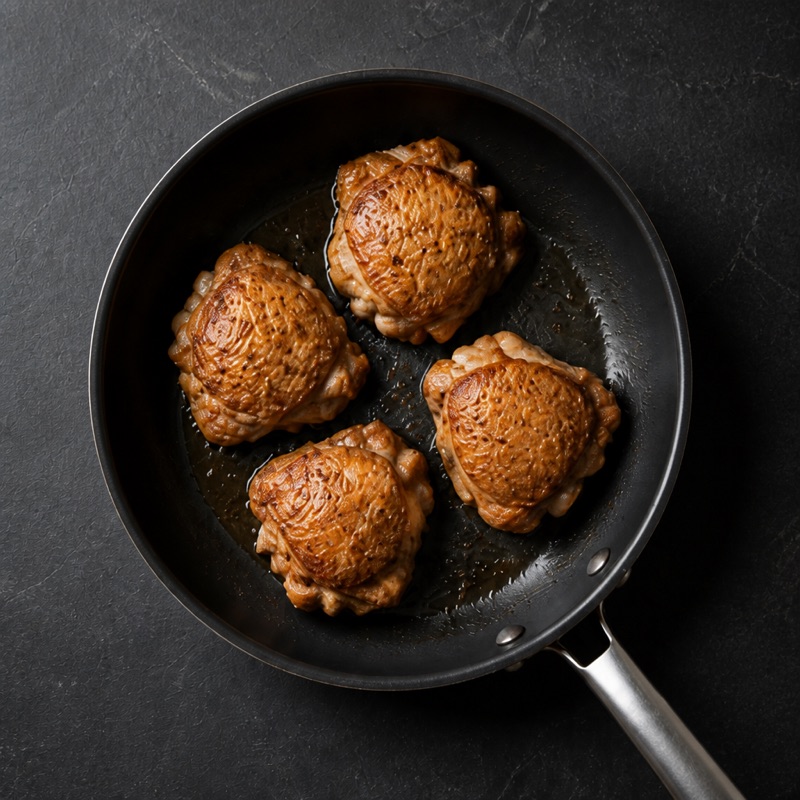 Step 1: Fry the thighs 5 minutes per side in batches.