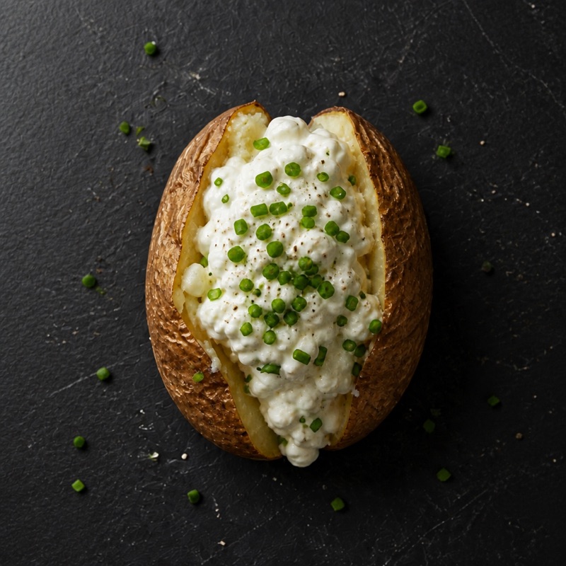 Step 3: Pile the cottage cheese on, finish with chives and pepper.