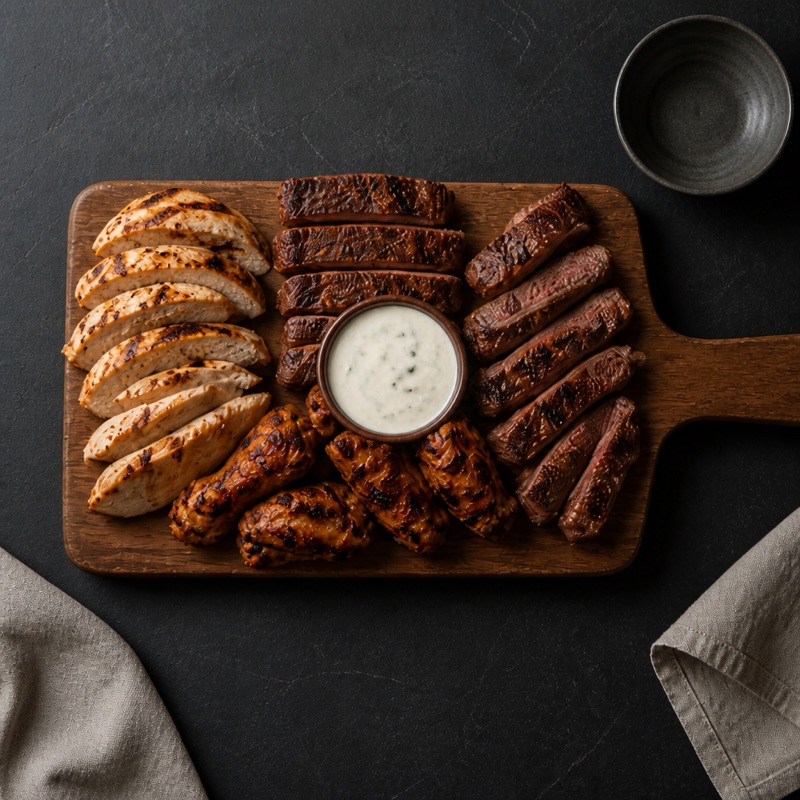 Step 3: Rest the meat 5 minutes, slice, pile on one board.