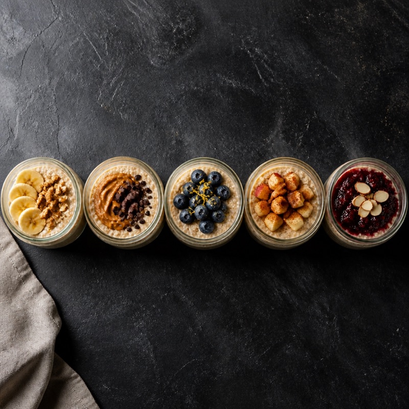 Step 3: Different topping in each so you don't get bored. Fridge.