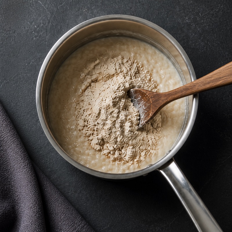 Step 2: Off the heat, cool 2 minutes, stir in the whey.