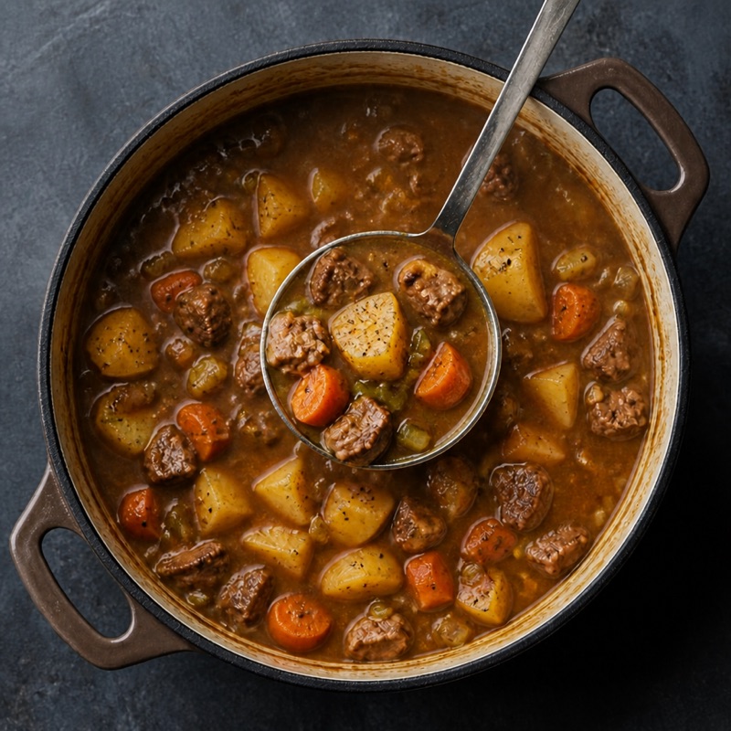 Step 3: Simmer 20 minutes, add vegetables for the last 8.