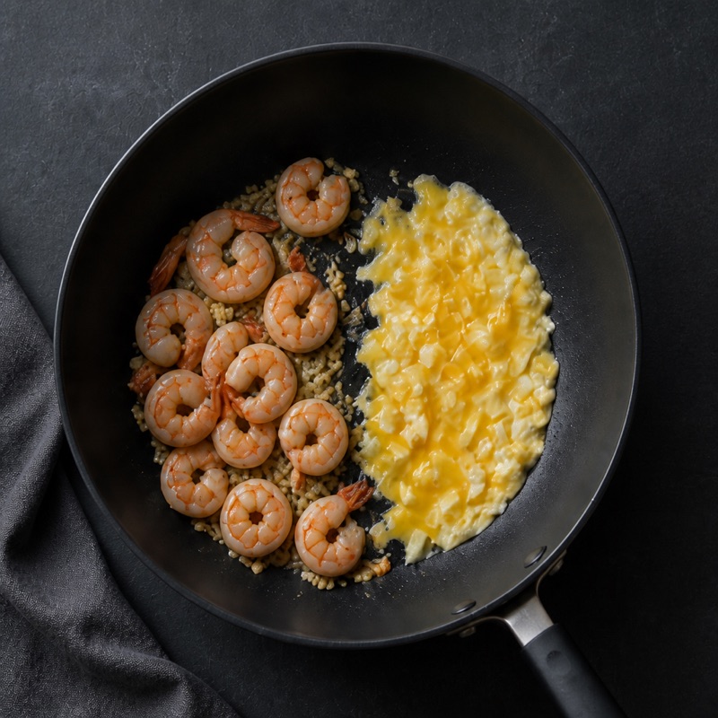 Step 2: Scramble the eggs in the gap.