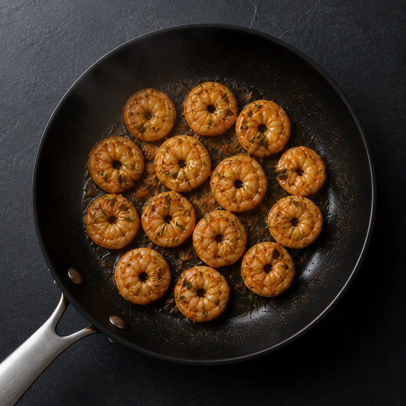 Step 1: Fry the shrimp hot with the spices, 3 minutes.