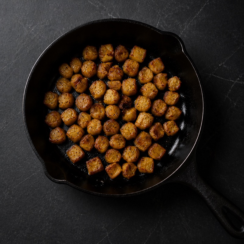 Step 1: Microwave the potatoes 6 minutes, crisp them in the pan.