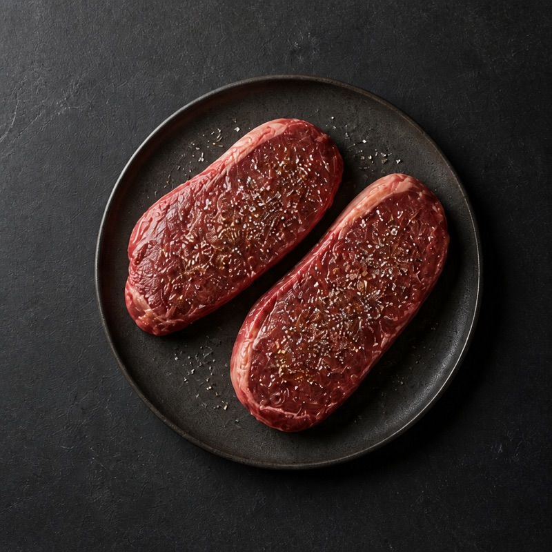 Step 2: Steaks out of the fridge 20 minutes early. Salt hard.
