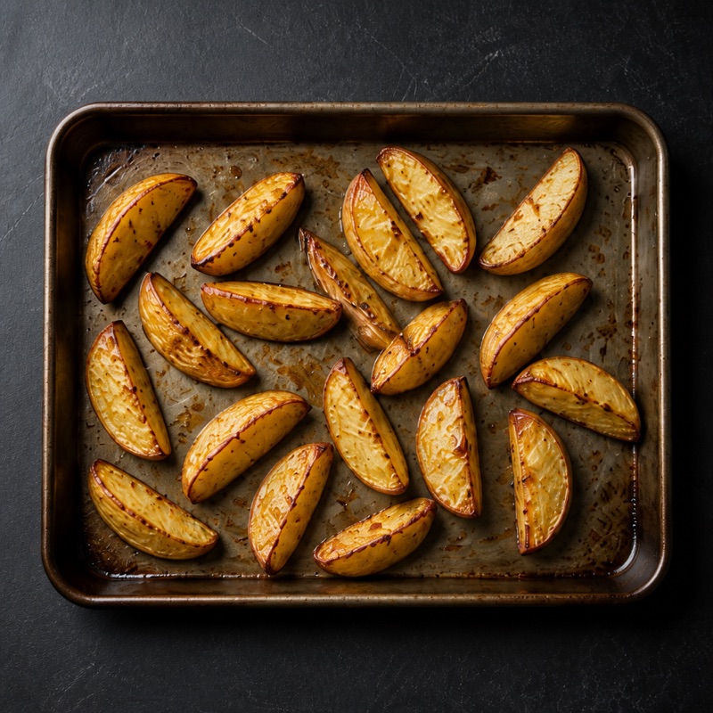 Step 1: Wedges in the oven, 25 minutes at 220°C / 425°F.