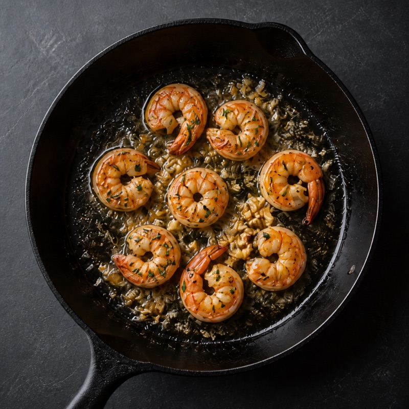 Step 3: Shrimp into the steak pan with butter and garlic, 3 minutes.
