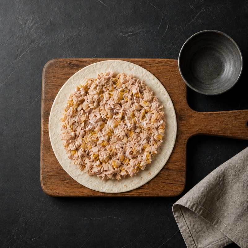 Step 2: Spread on the tortilla.