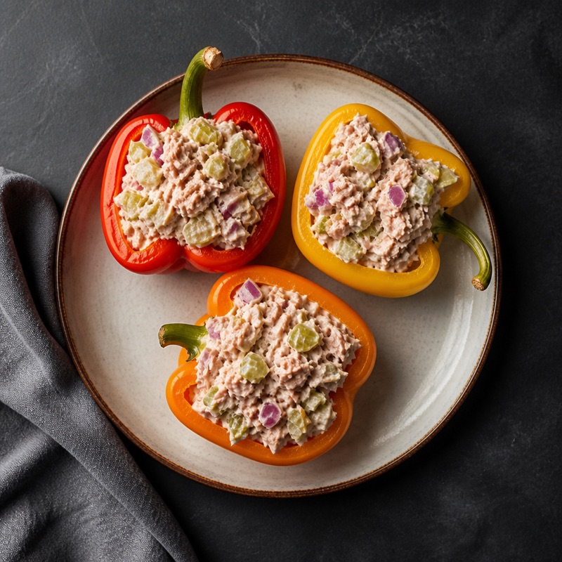 Step 3: Stuff the pepper halves. Eat them like boats.