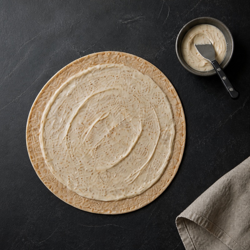 Step 1: Mix yogurt and mustard, spread on the tortilla.