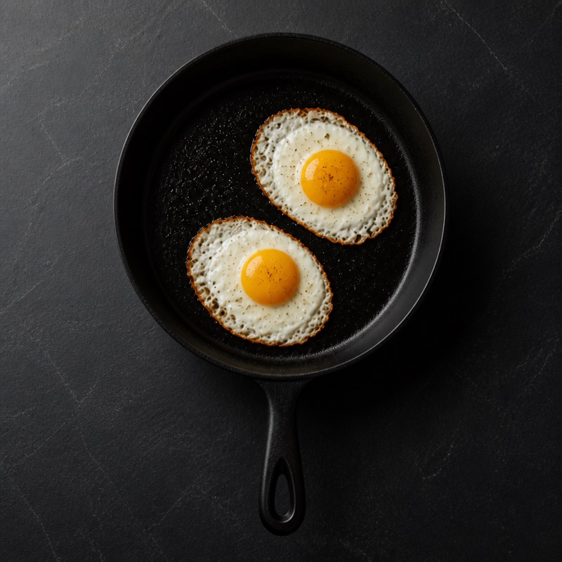 Step 1: Fry the eggs.