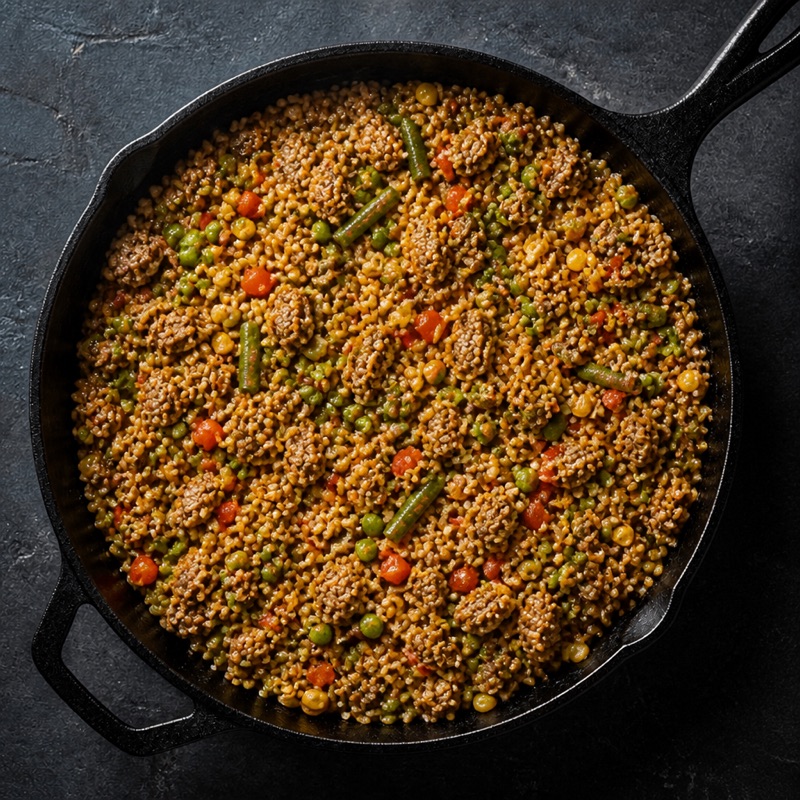 Step 2: Vegetables in for 3 minutes, then rice and soy.