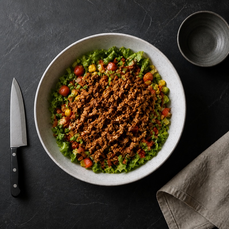 Step 2: Build the bowl: lettuce, tomatoes, corn, hot turkey.