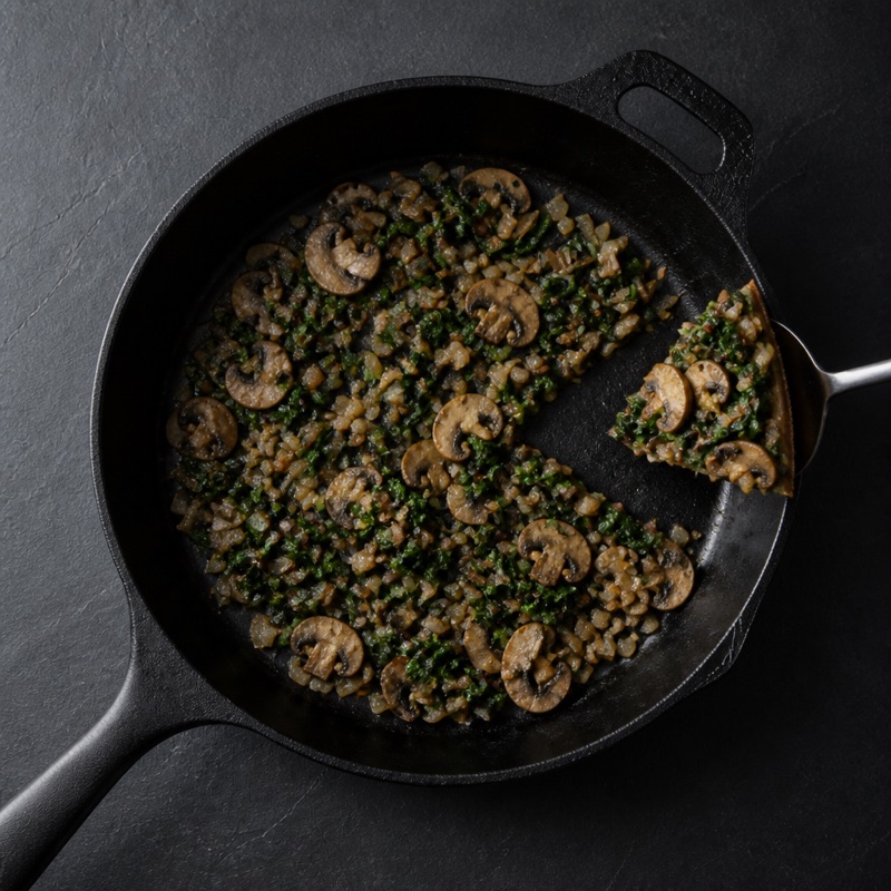 Step 1: Warm the vegetables in an oven-safe pan until dry.